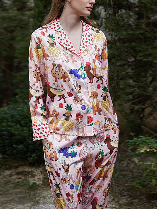 Pink Dessert Dog Pajama Set-Mesadic