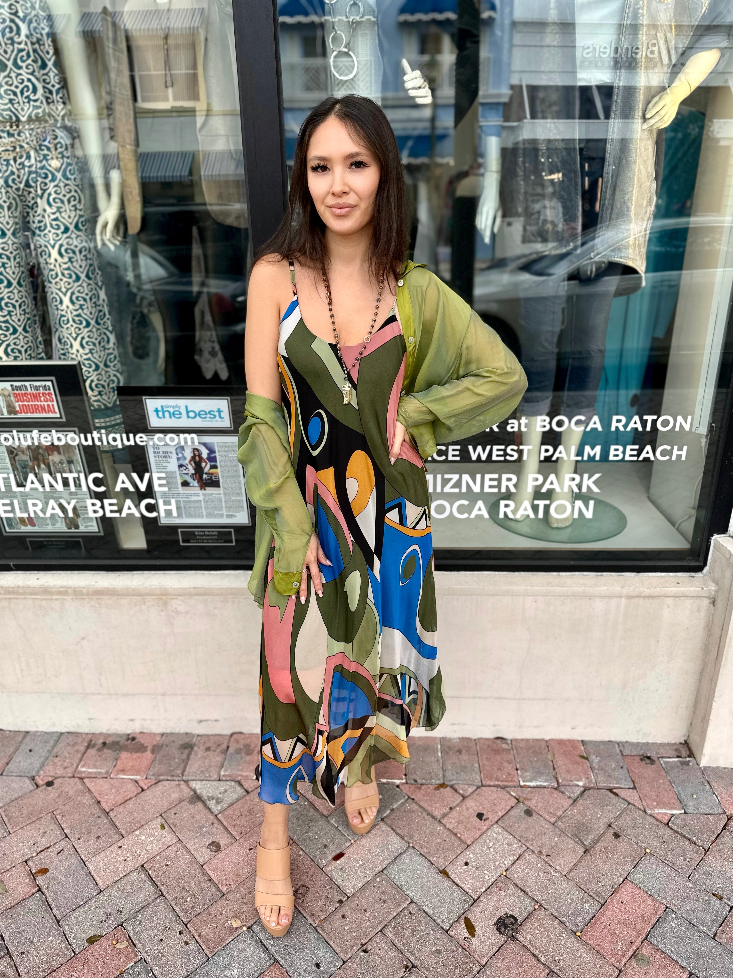 Callistari silk top + art dress set-CALLISTARI