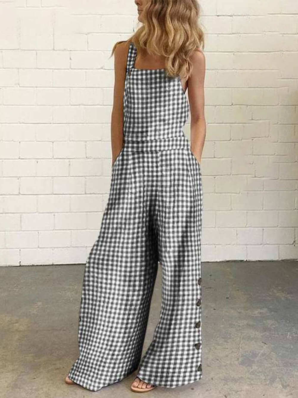 Polka Dot Print Backless Jumpsuit-CALLISTARI