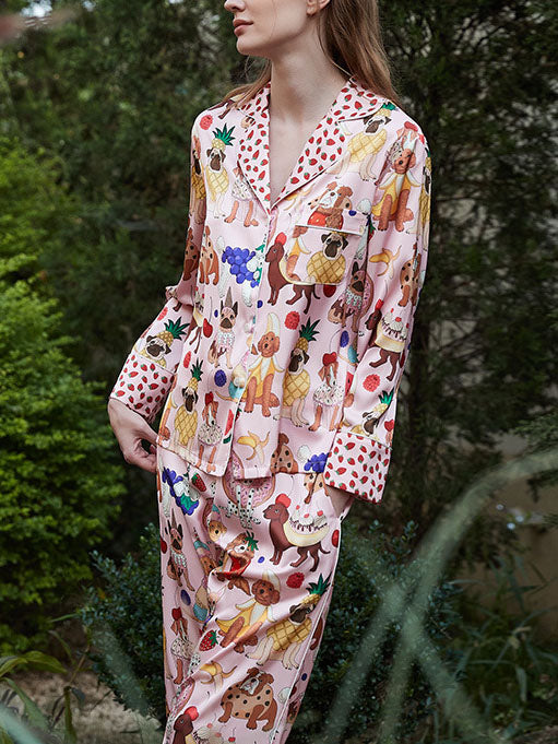 Pink Dessert Dog Pajama Set-Mesadic