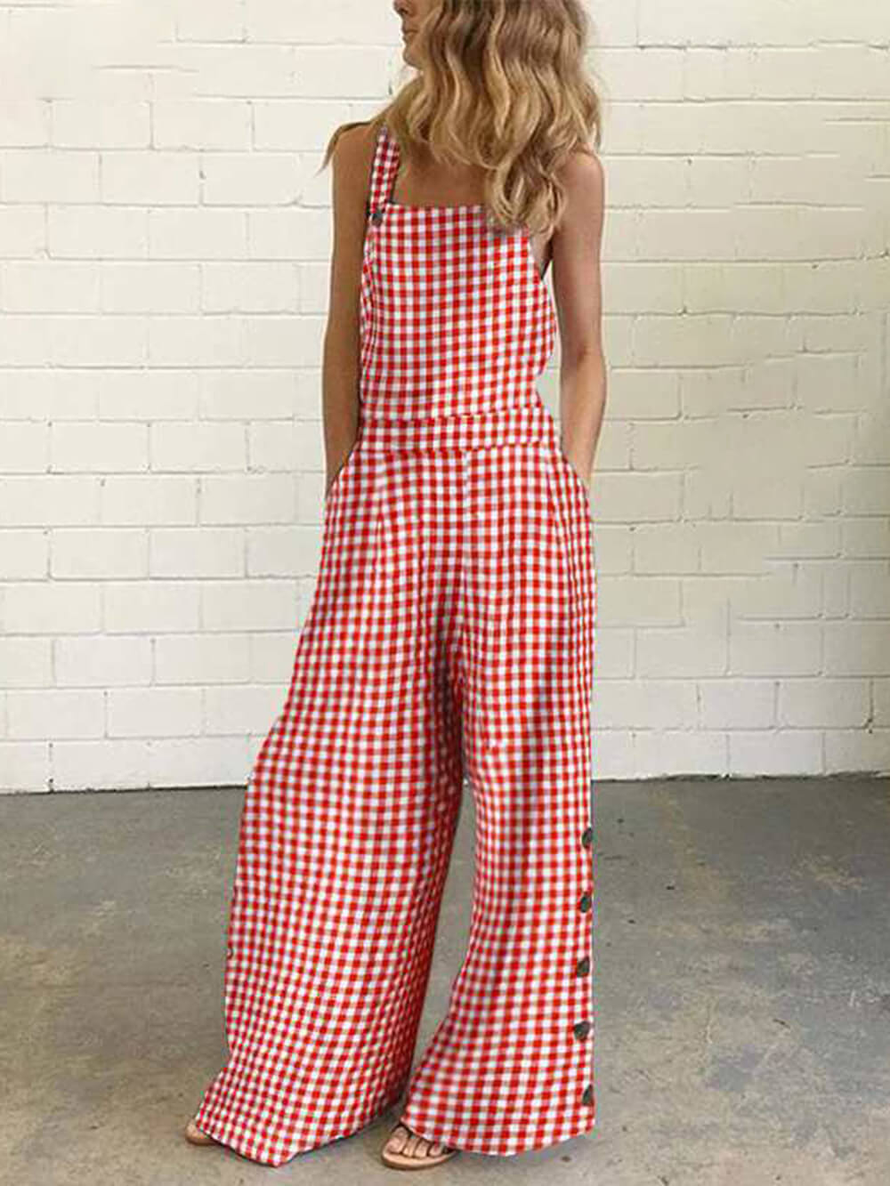 Polka Dot Print Backless Jumpsuit-CALLISTARI