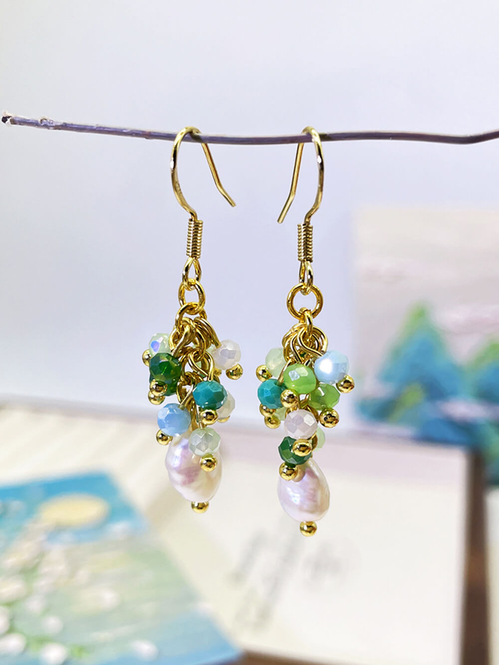 Small Fresh Grape Cluster Tassel Earrings-CALLISTARI