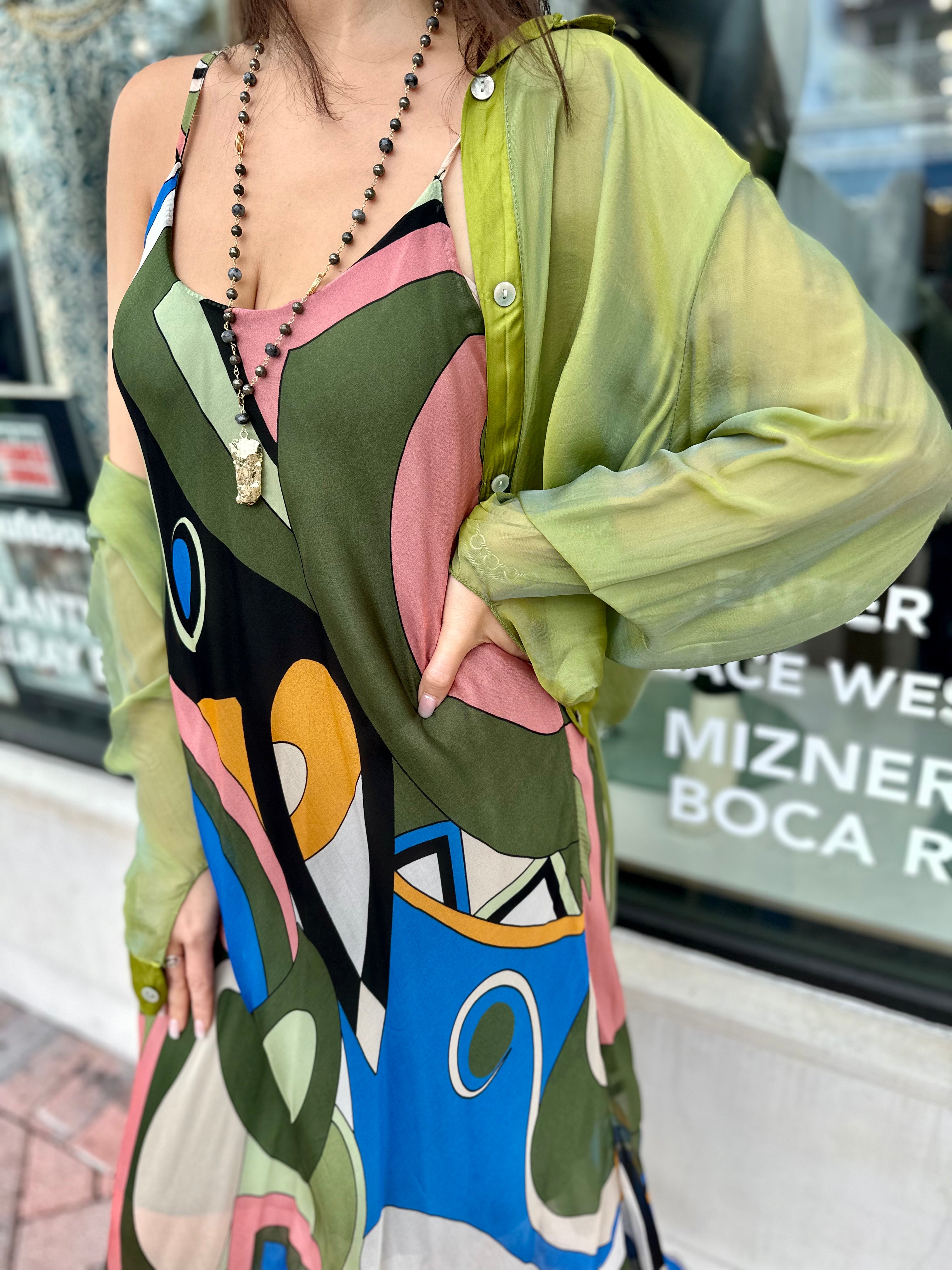 Callistari silk top + art dress set-CALLISTARI