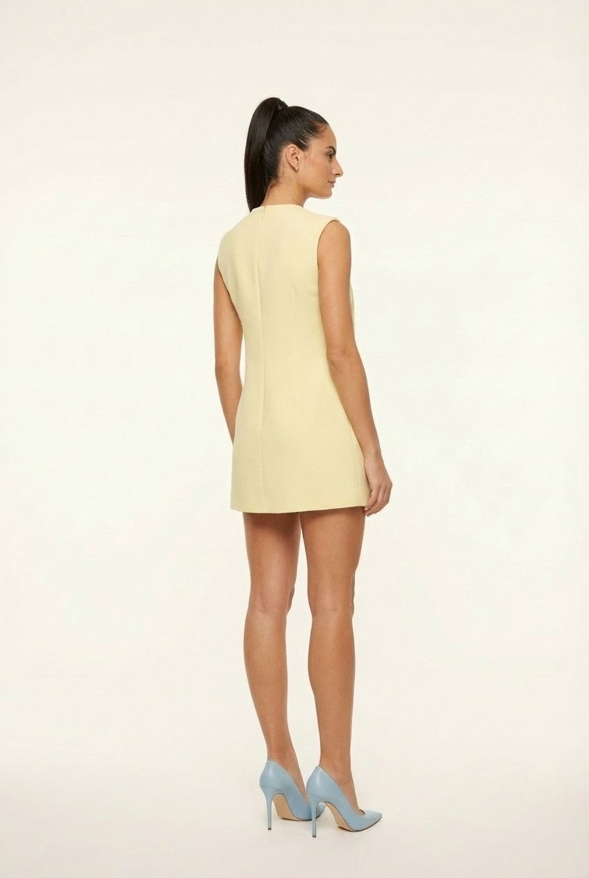 Retro Structured Crepe Double Breasted Mini Dress