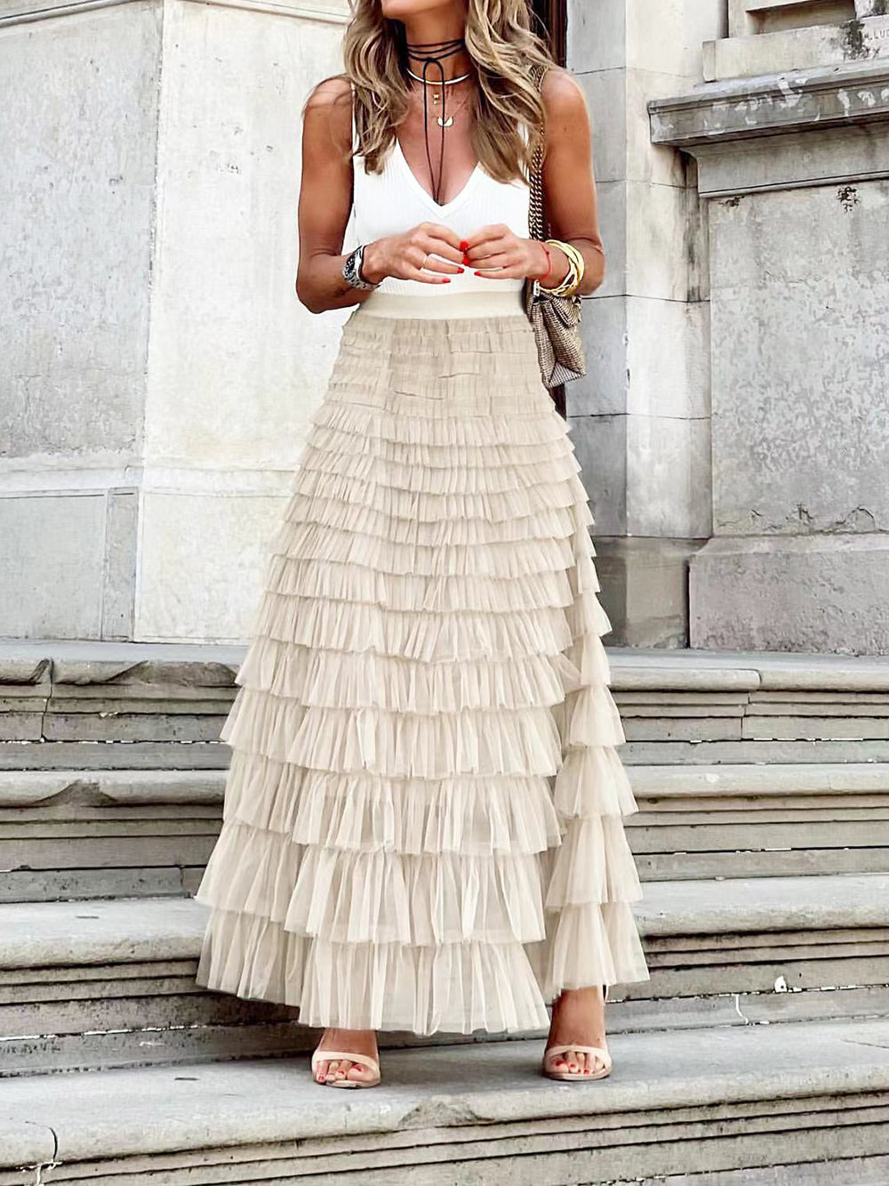 Mesh Layered Cake Skirt-CALLISTARI