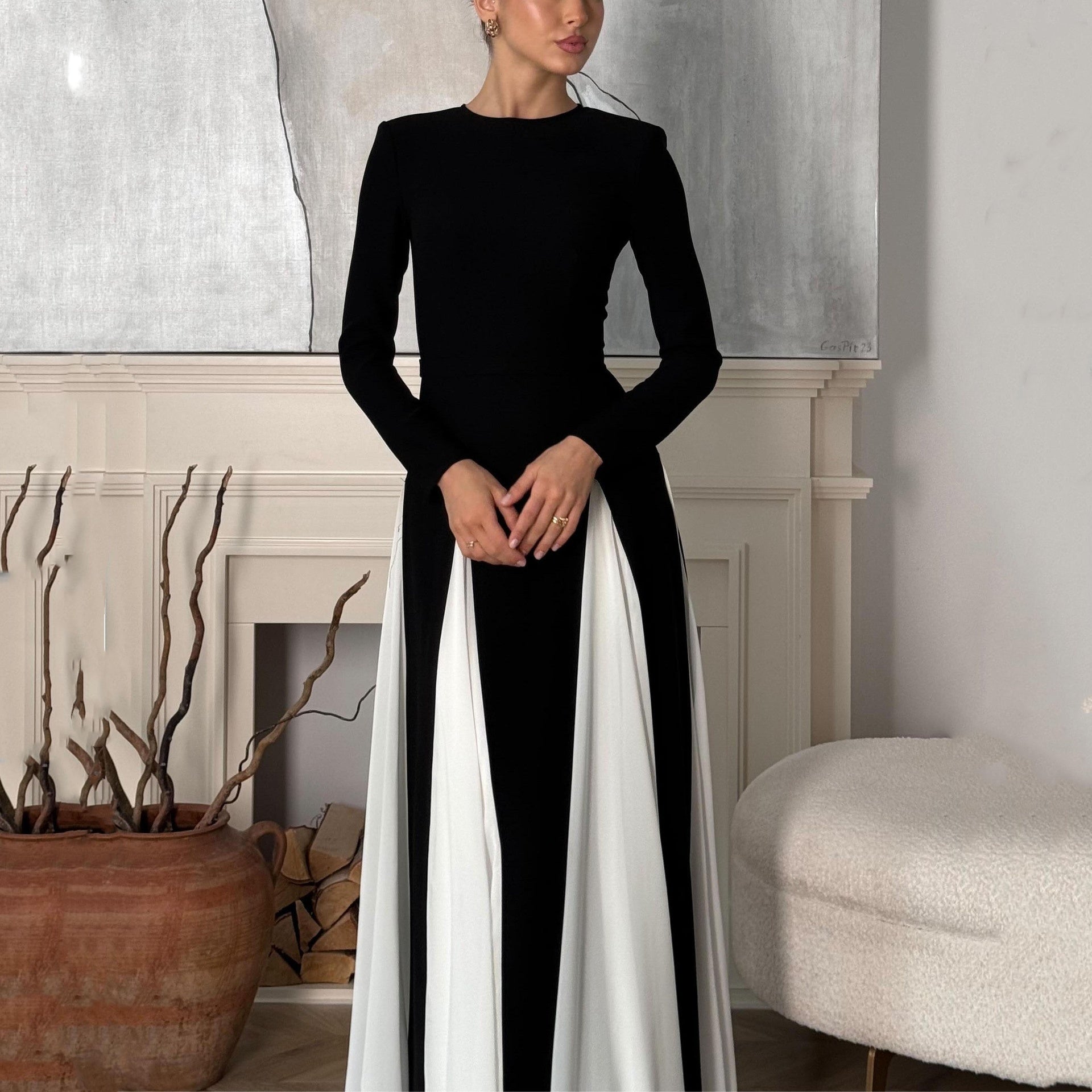 Aria Two-Tone A-line Maxi Dress-CALLISTARI