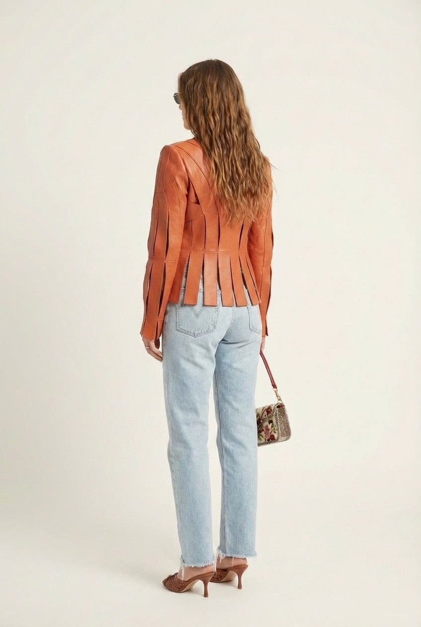 Avant-Garde Cut-Out Leather Jacket
