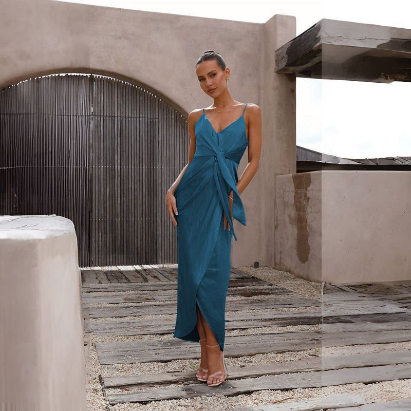 Cecilia- Strappy French Halter Midi Dress-CALLISTARI