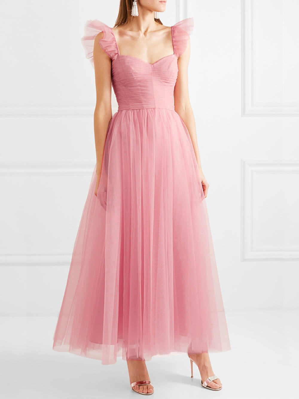 Elegant Slim Fit Solid Color Midi Dress-CALLISTARI