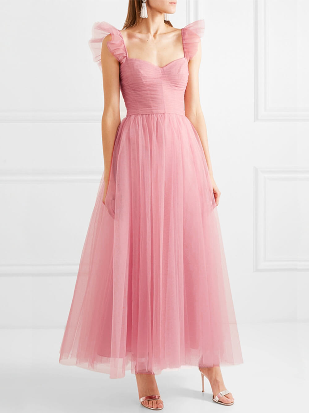 Elegant Slim Fit Solid Color Midi Dress-CALLISTARI
