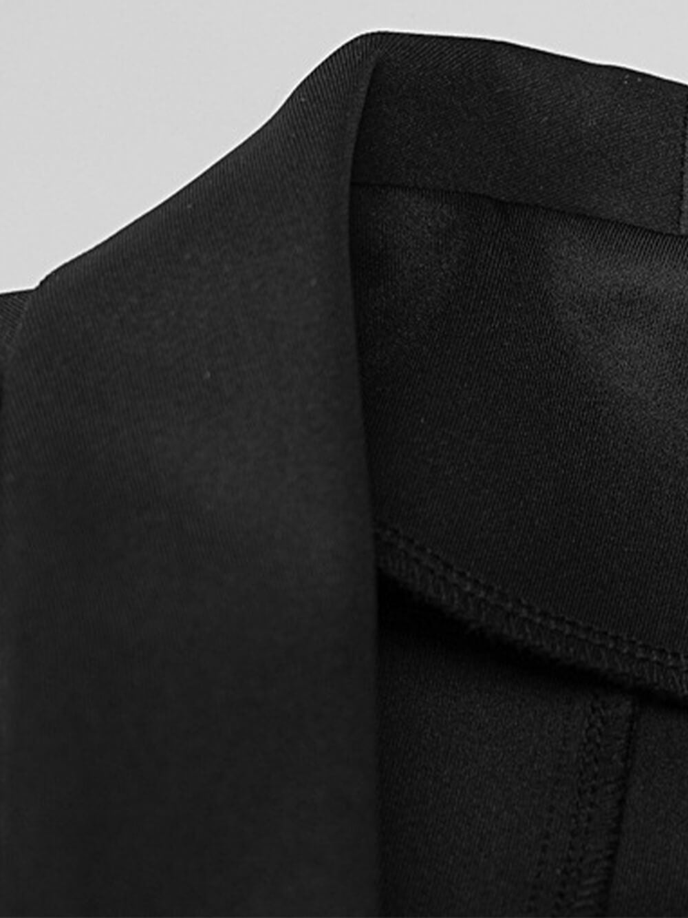 Stitched Furry V-Neck Hollow Suit Mini Dresses-CALLISTARI
