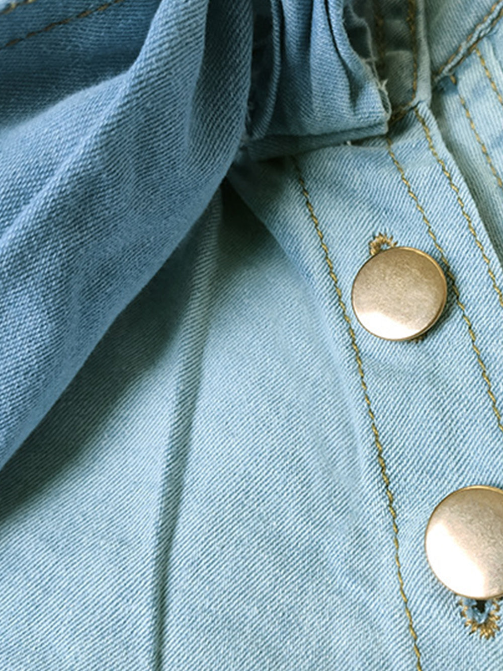 Loose Puff Sleeve Denim Short Shirt-CALLISTARI