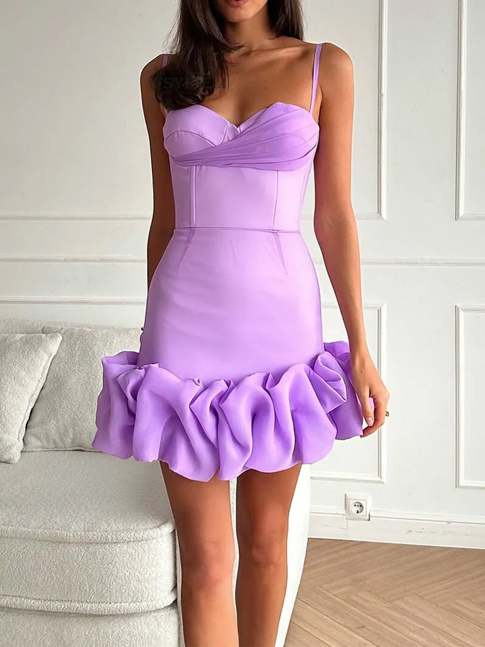 Hip Wrap Ruffled Mini Dress-CALLISTARI