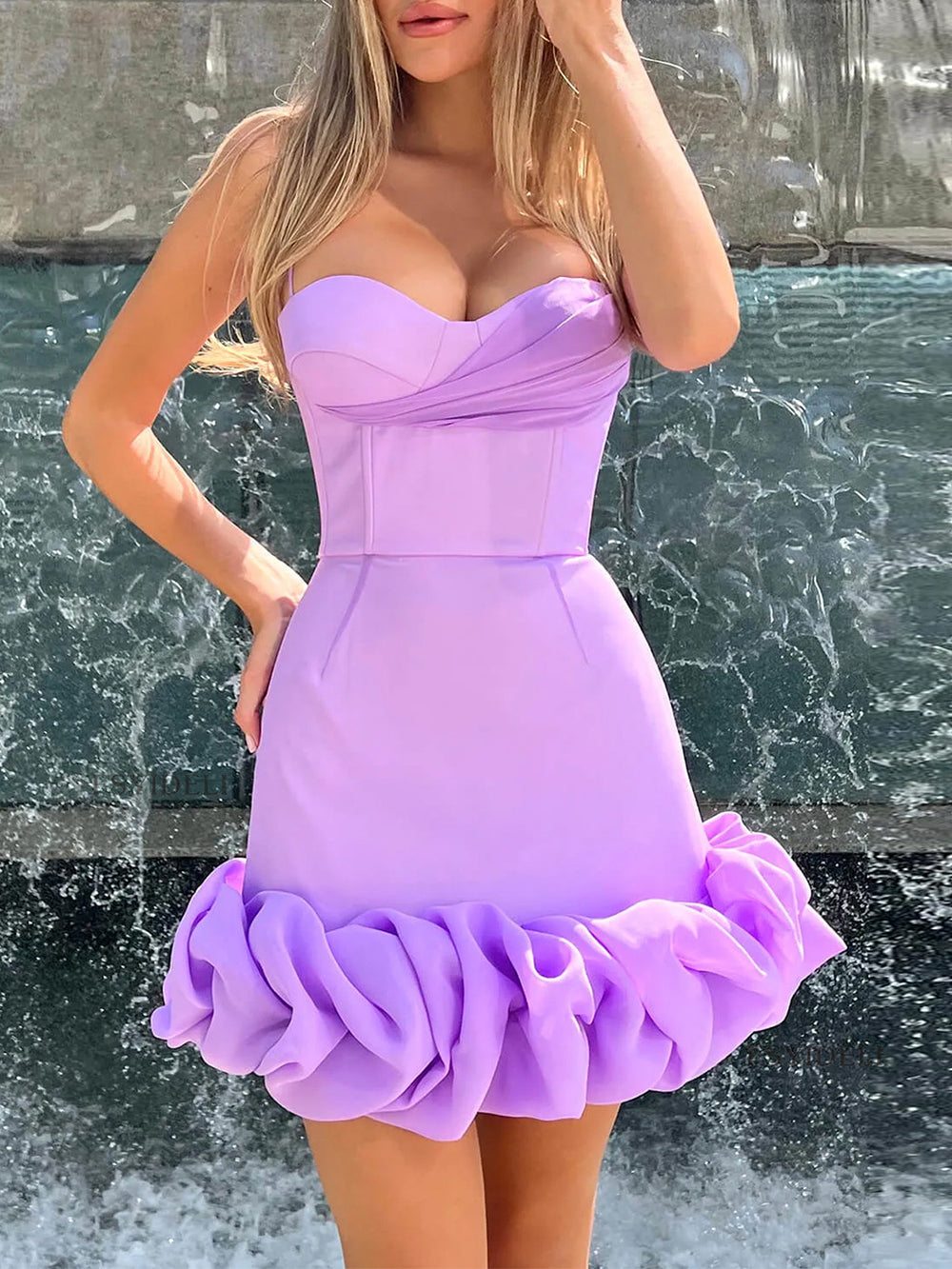 Hip Wrap Ruffled Mini Dress-CALLISTARI