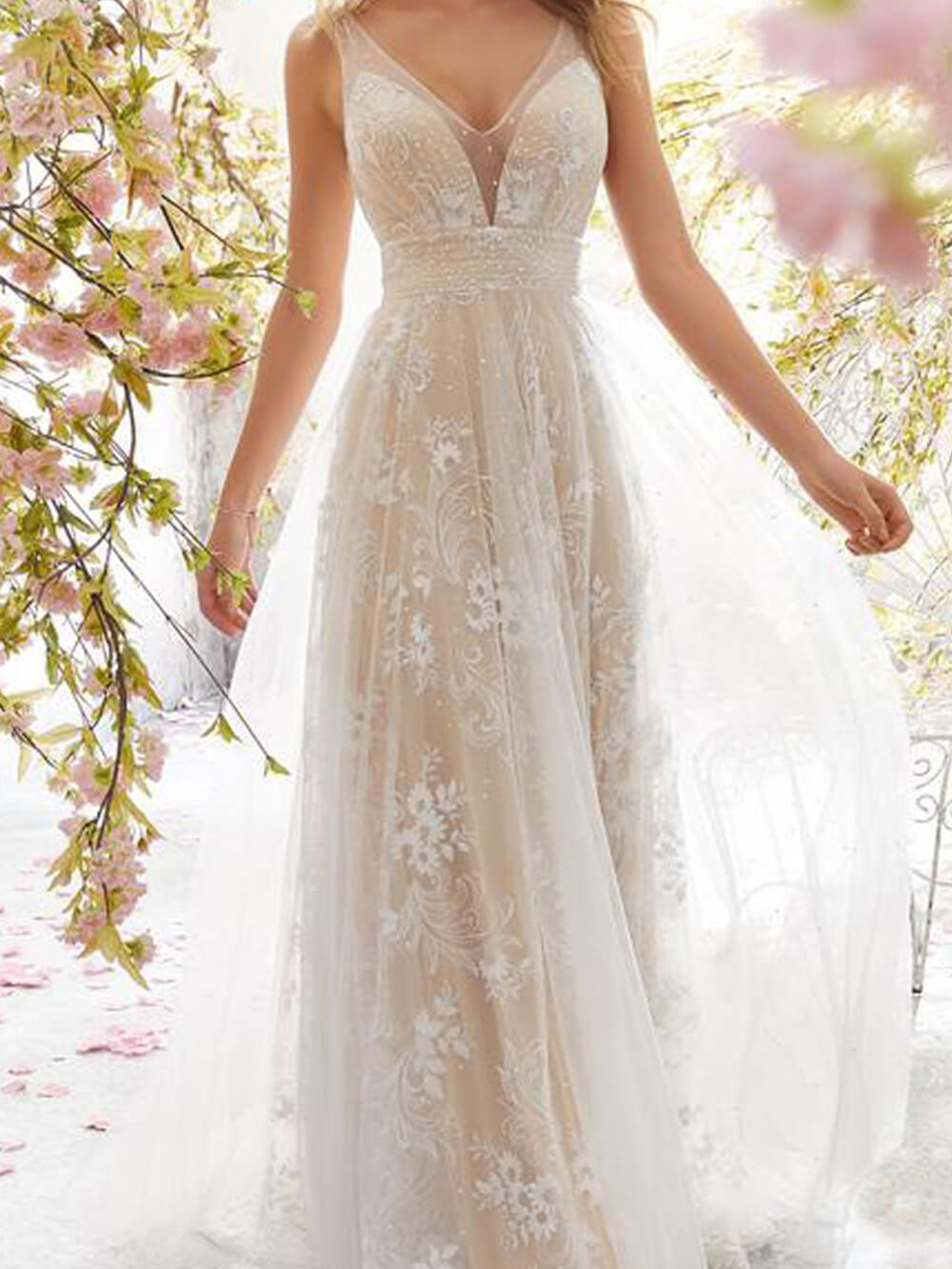 V-neck sleeveless lace dress-CALLISTARI