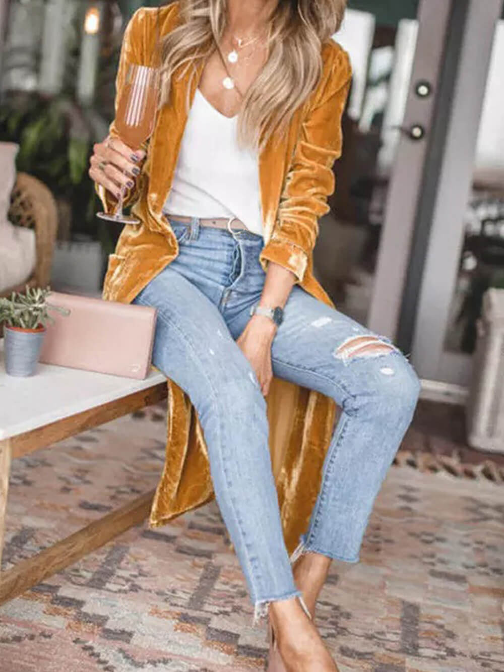 Long Velvet Cardigan Coat-CALLISTARI