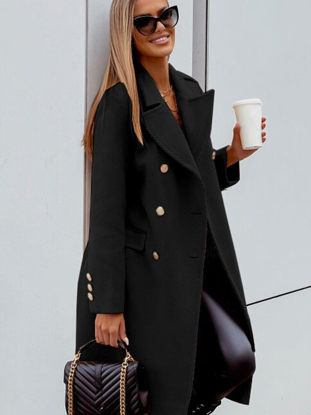 Solid Color Simple Mid-Length Coat-CALLISTARI