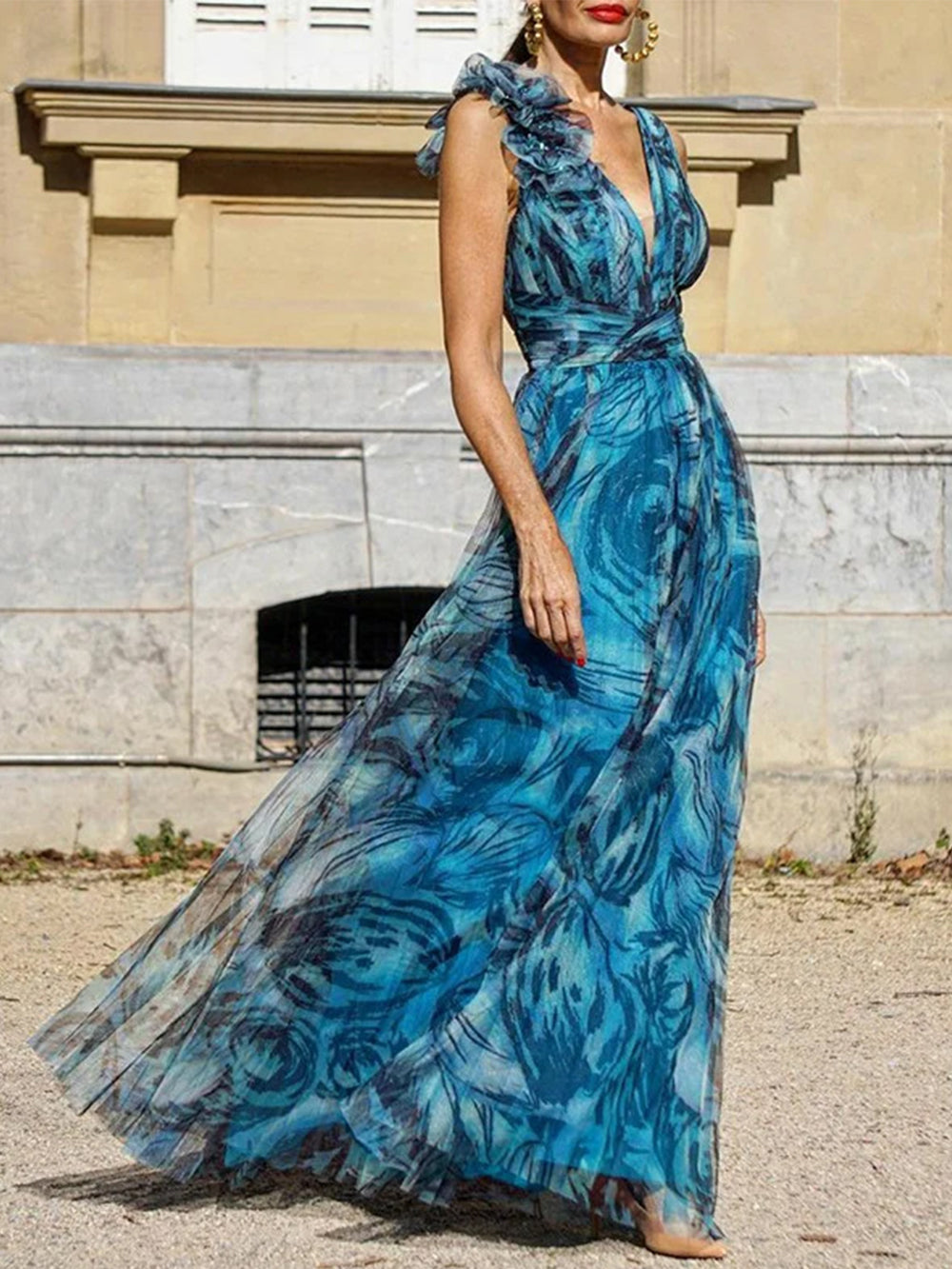 Swing Print Maxi Sleeveless Dress-CALLISTARI