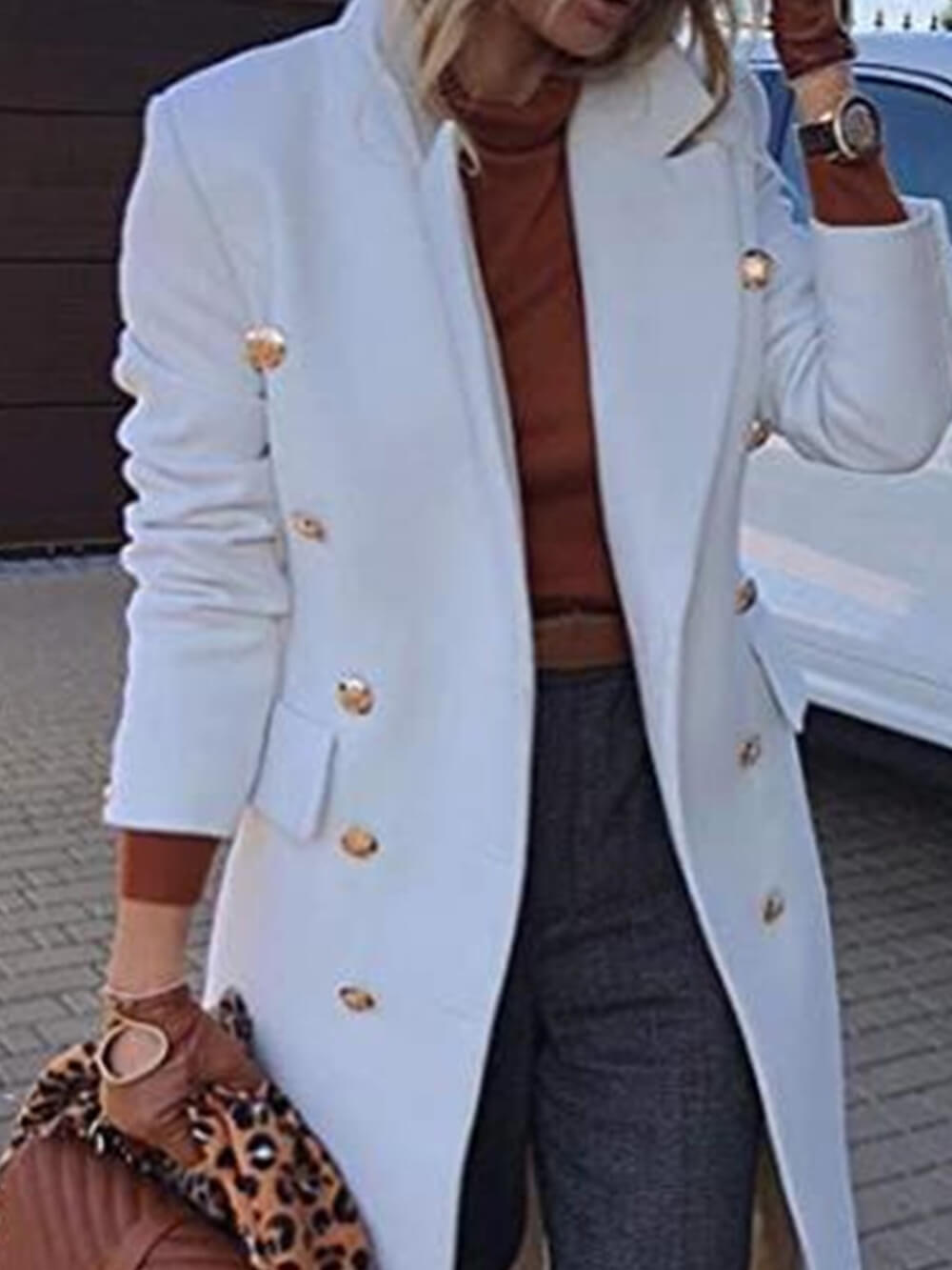 Double Breasted Mid Length Woolen Coat-CALLISTARI