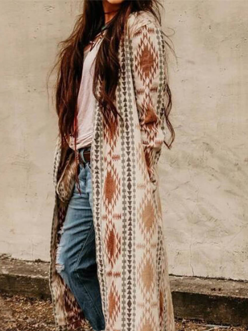 Aztec Boho Cardigan Casual Coat-CALLISTARI