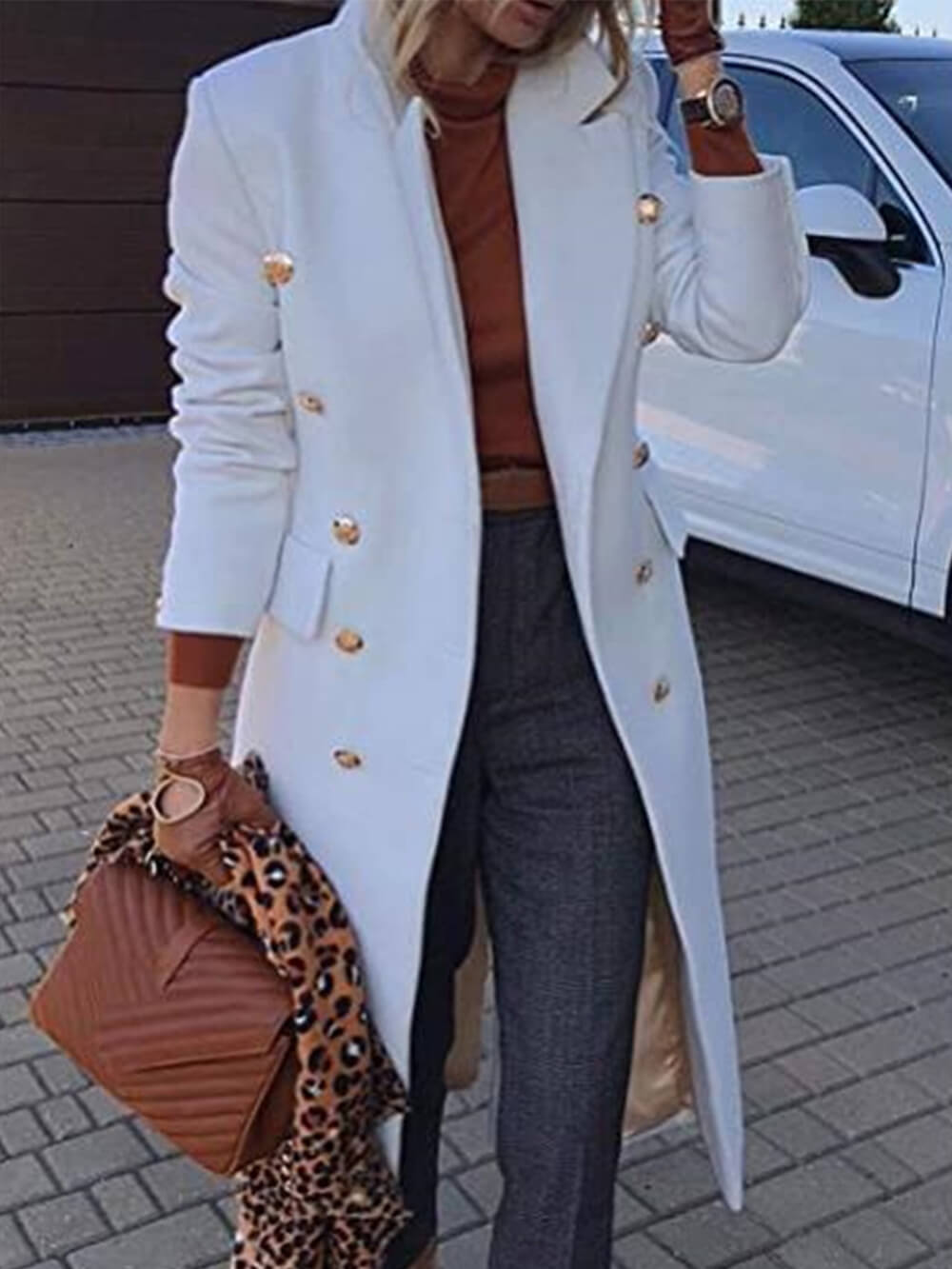 Double Breasted Mid Length Woolen Coat-CALLISTARI
