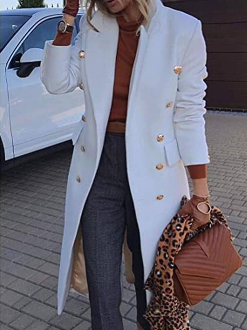 Double Breasted Mid Length Woolen Coat-CALLISTARI