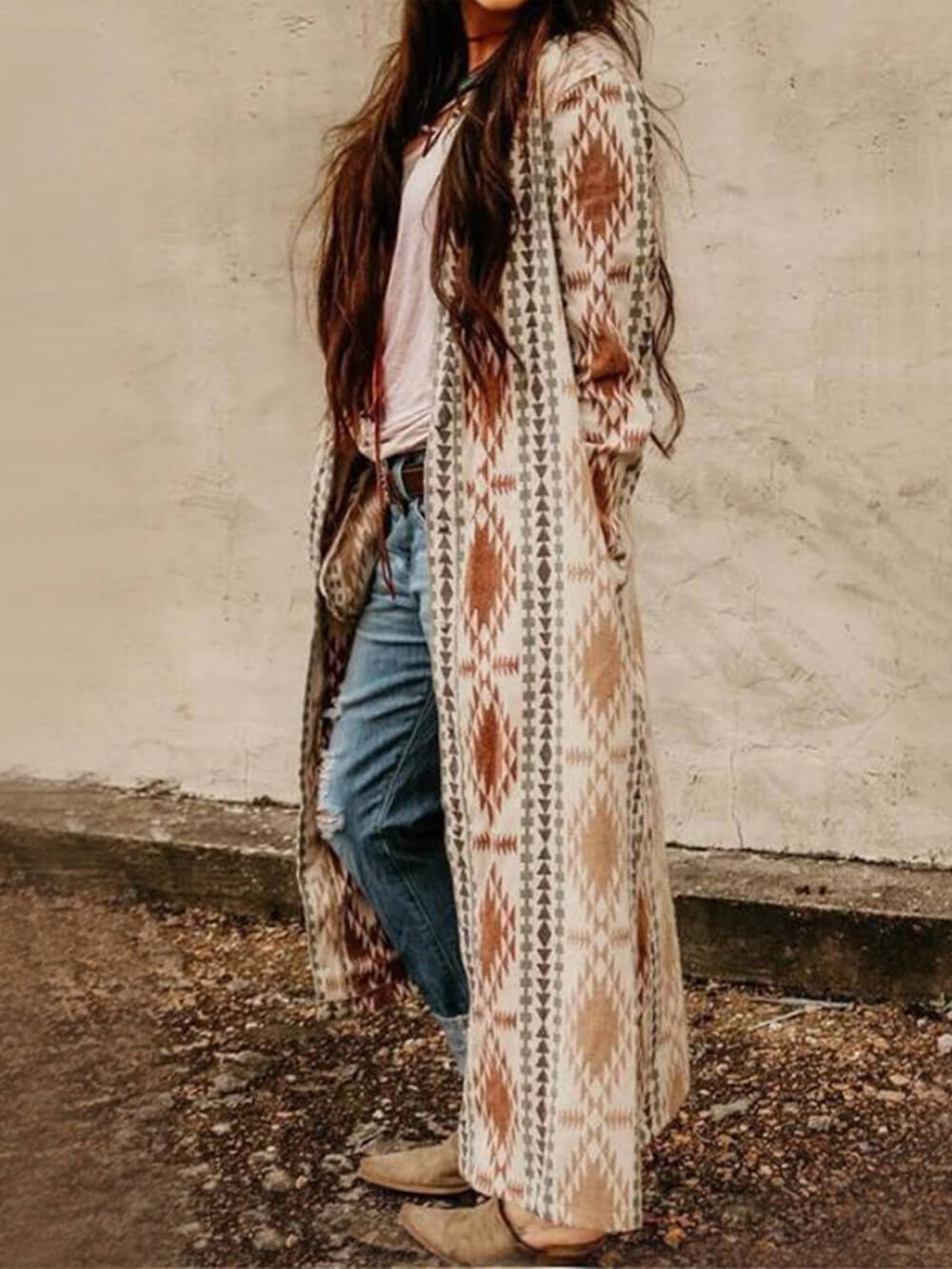 Aztec Boho Cardigan Casual Coat-CALLISTARI
