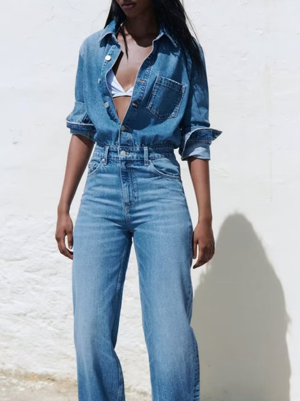 Casual Straight Denim Jumpsuit-CALLISTARI