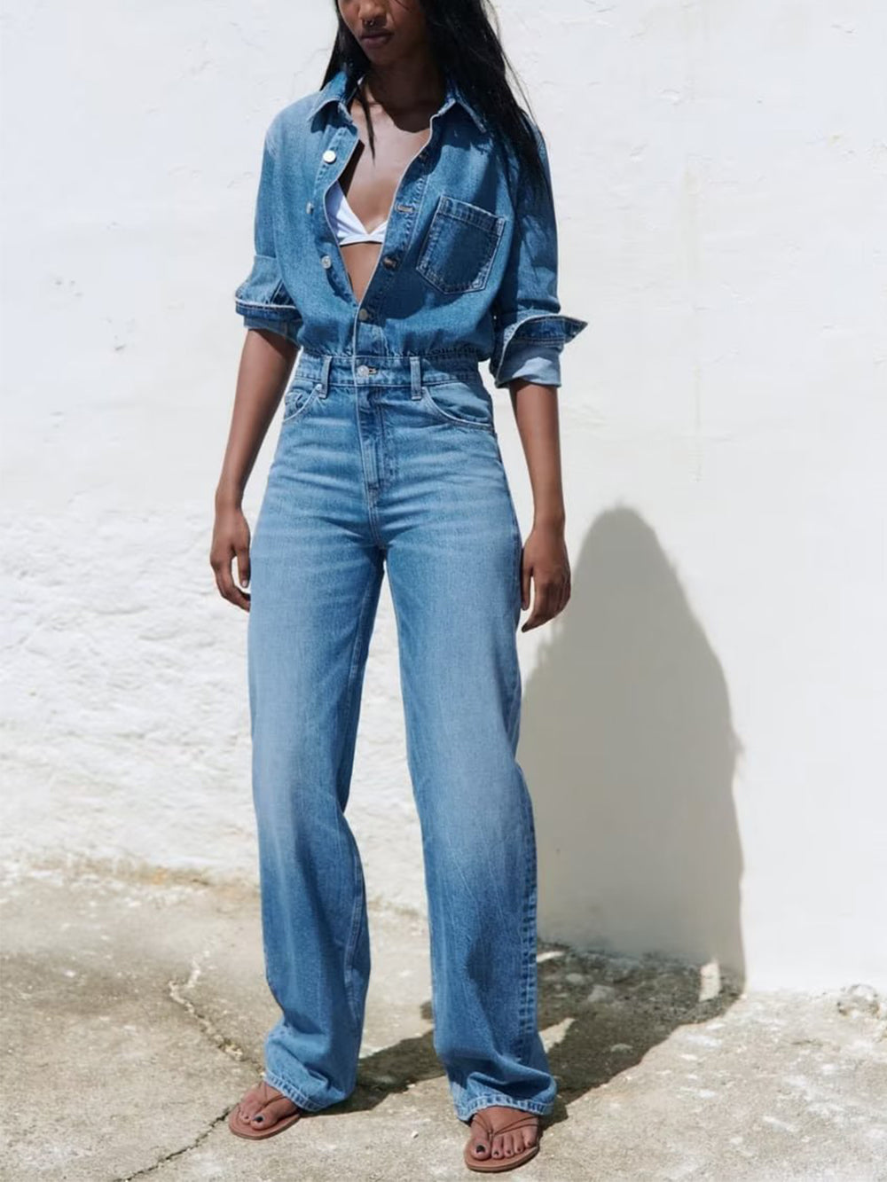 Casual Straight Denim Jumpsuit-CALLISTARI