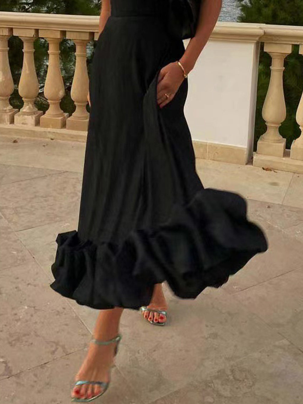 Flounce Bustier Maxi Dress-CALLISTARI