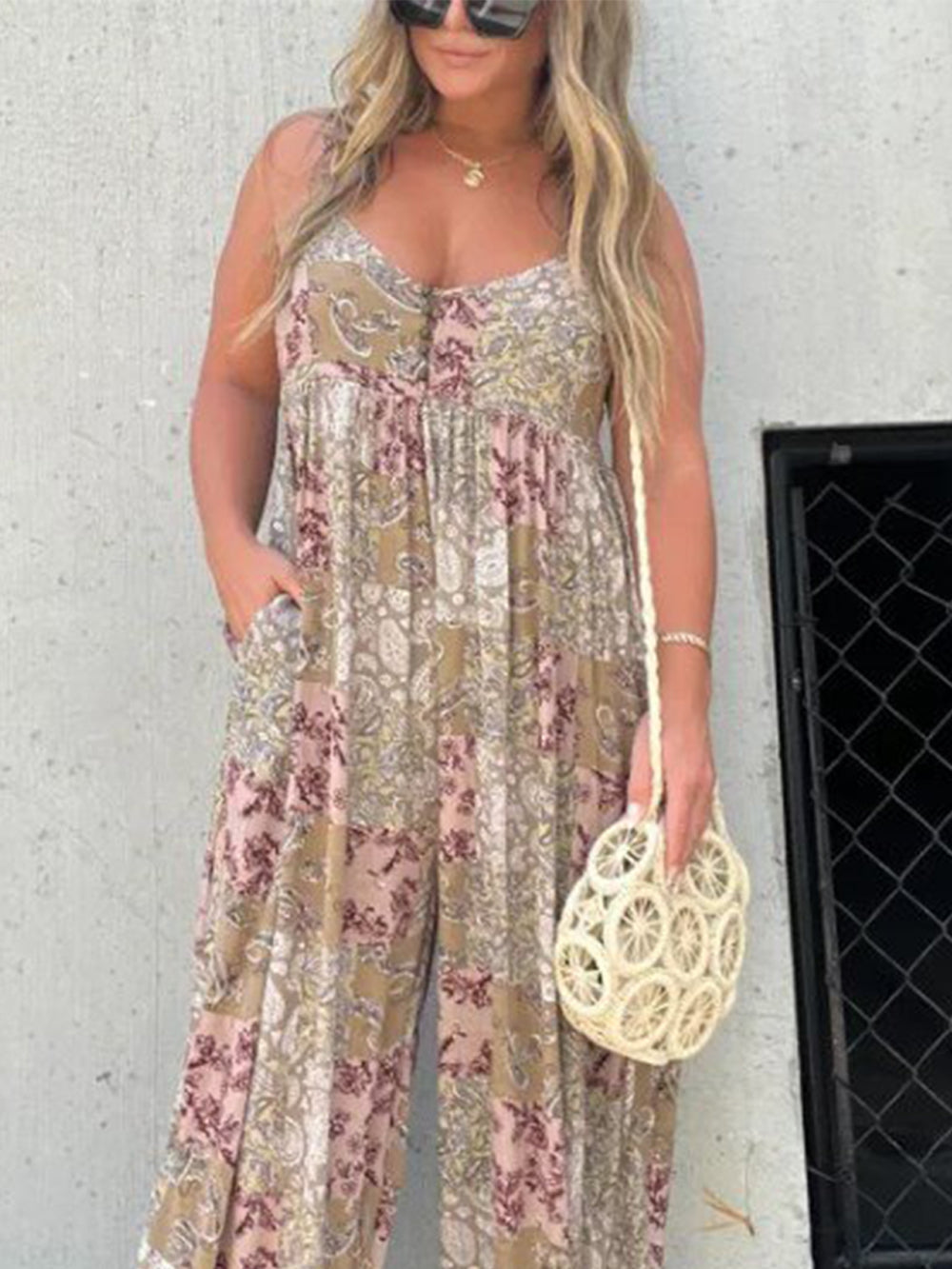 High Waist Printed Jumpsuit-CALLISTARI