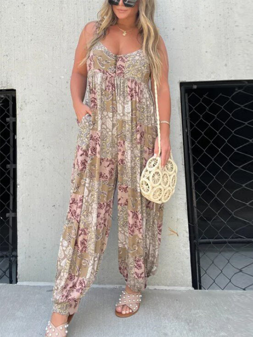High Waist Printed Jumpsuit-CALLISTARI