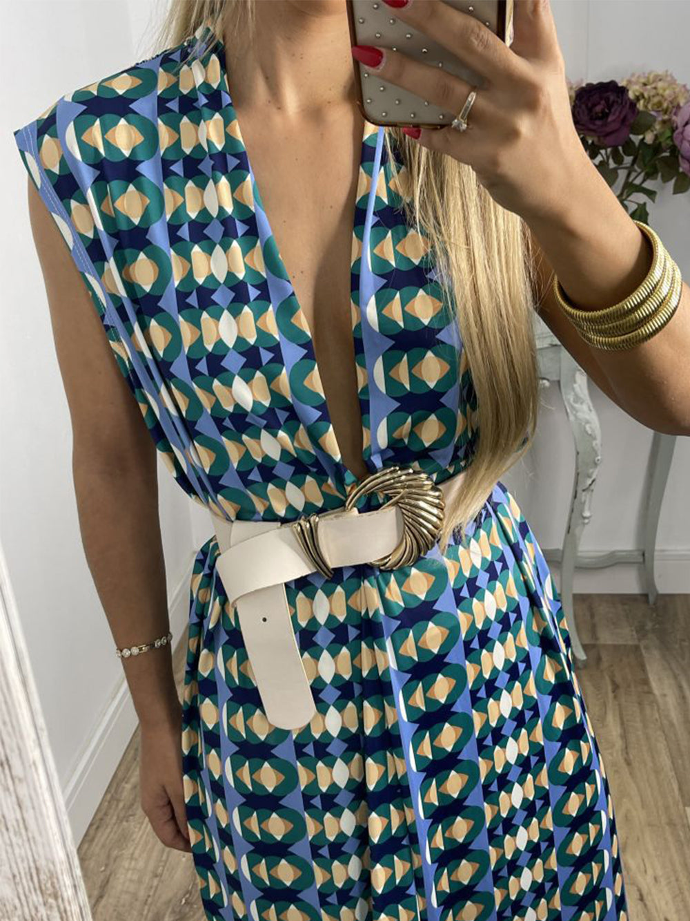Vintage Check Flared Pants Suit-Mesadic