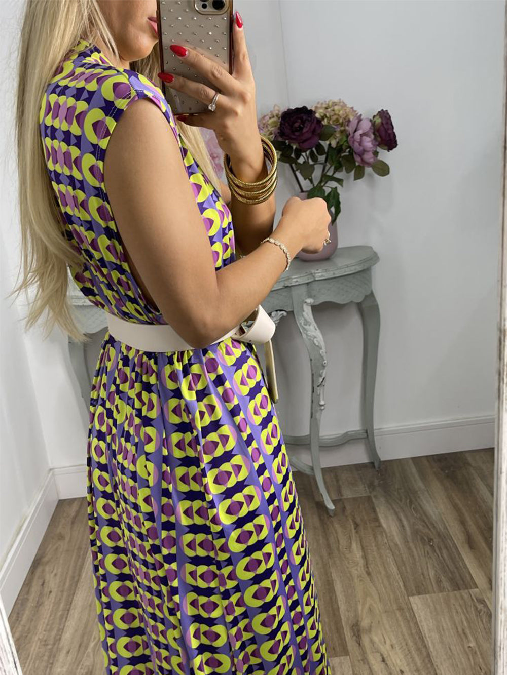 Vintage Check Flared Pants Suit-Mesadic