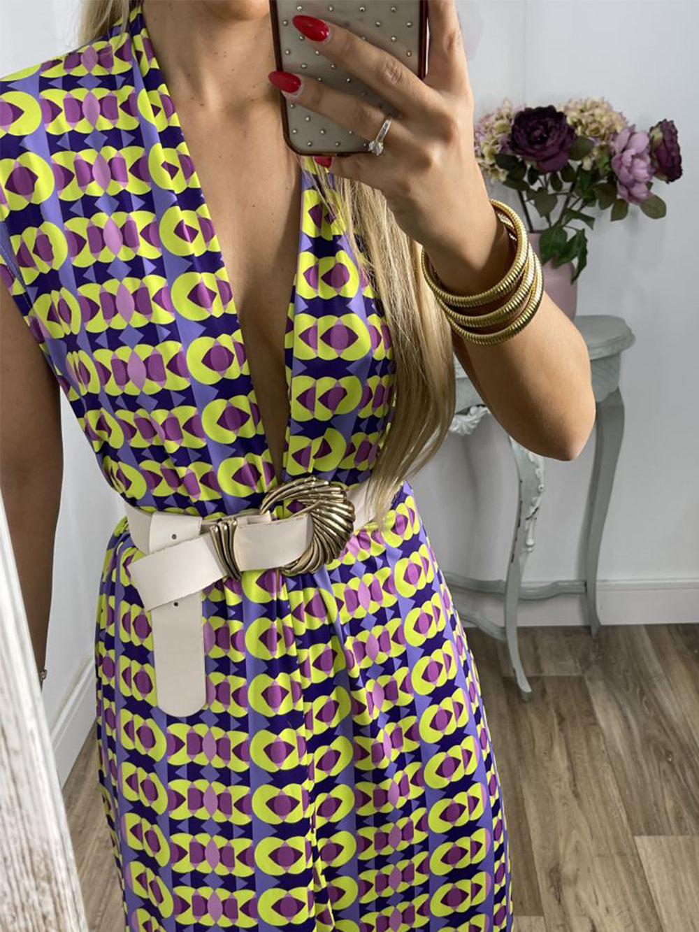 Vintage Check Flared Pants Suit-Mesadic