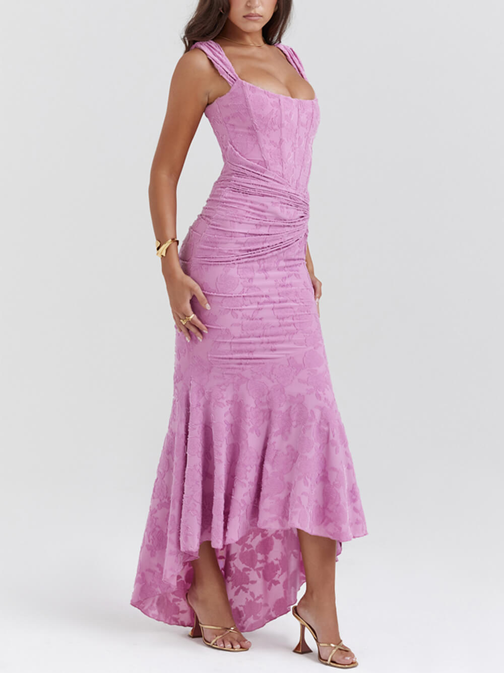 Pinkes Maxikleid Mit Blumenmuster-CALLISTARI