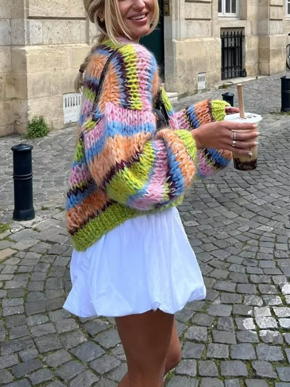 Loose Contrast Sweater Jacket-CALLISTARI