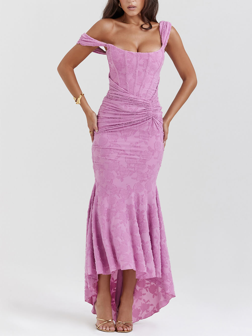 Pinkes Maxikleid Mit Blumenmuster-CALLISTARI