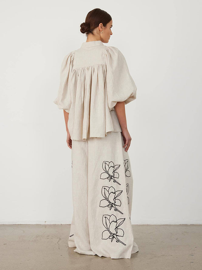Casual Linen Floral Suit-Mesadic