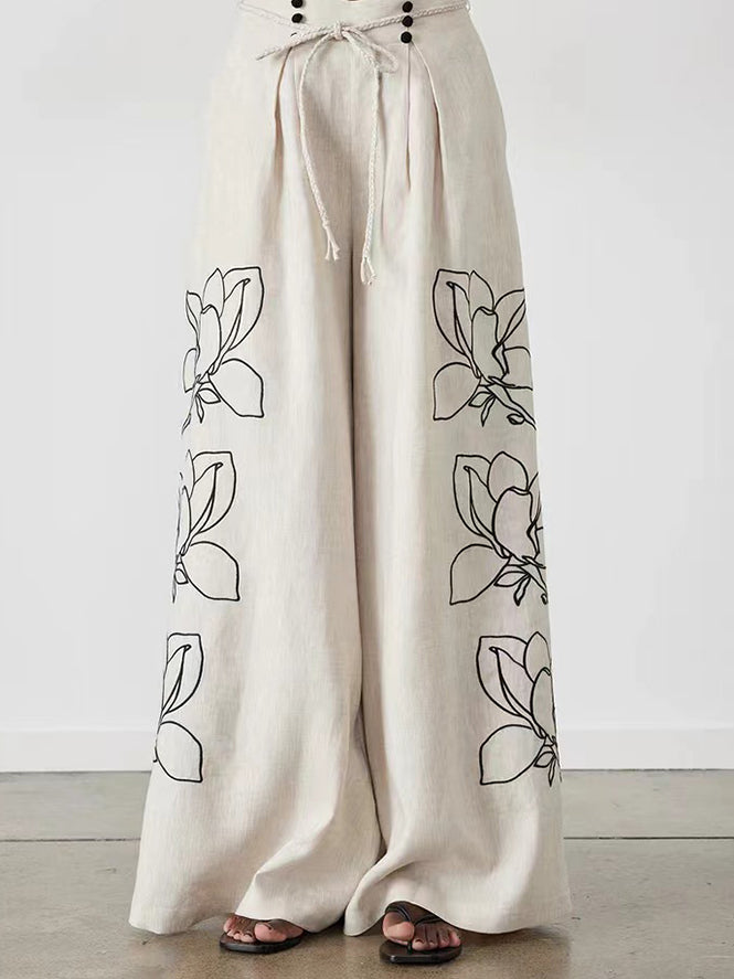 Casual Linen Floral Suit-Mesadic