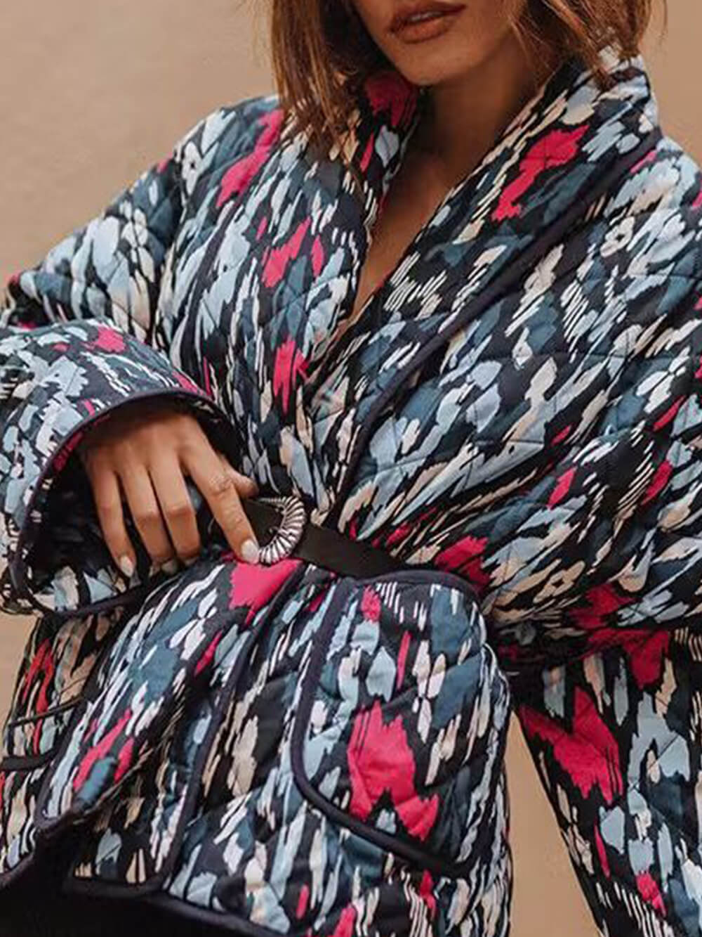 Cardigan Cotton Coat With Printed Thin Pockets-CALLISTARI