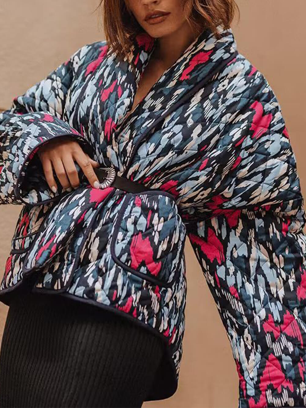 Cardigan Cotton Coat With Printed Thin Pockets-CALLISTARI
