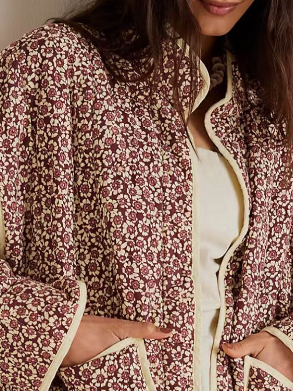 Cardigan Cotton Coat With Printed Thin Pockets-CALLISTARI