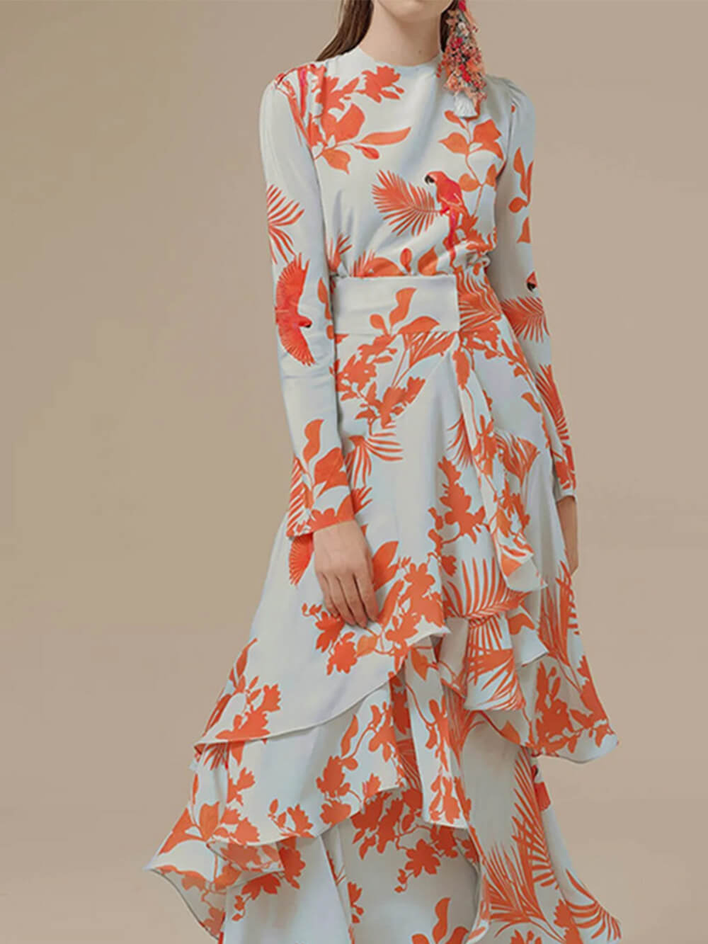 Irregular Long Dress With Ruffles-CALLISTARI