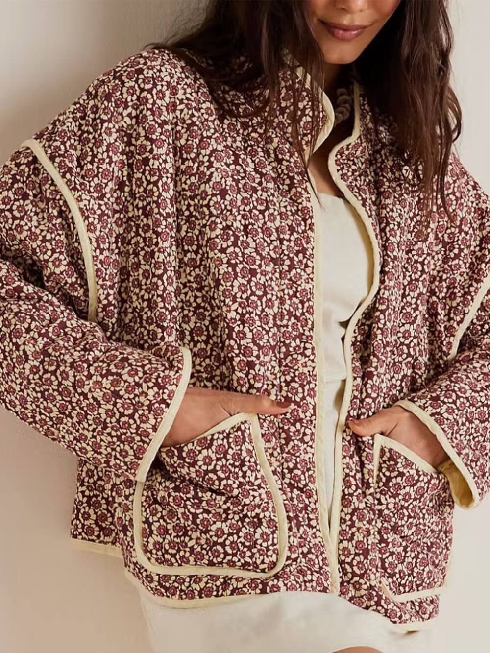 Cardigan Cotton Coat With Printed Thin Pockets-CALLISTARI