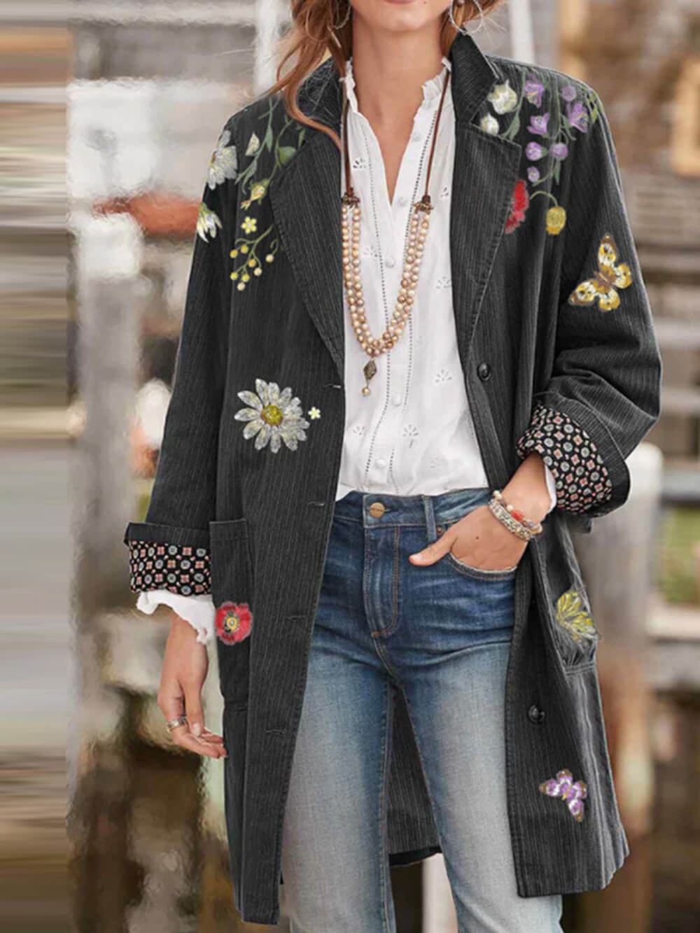 Premium Loose Lapel Mid-Length Coat-CALLISTARI