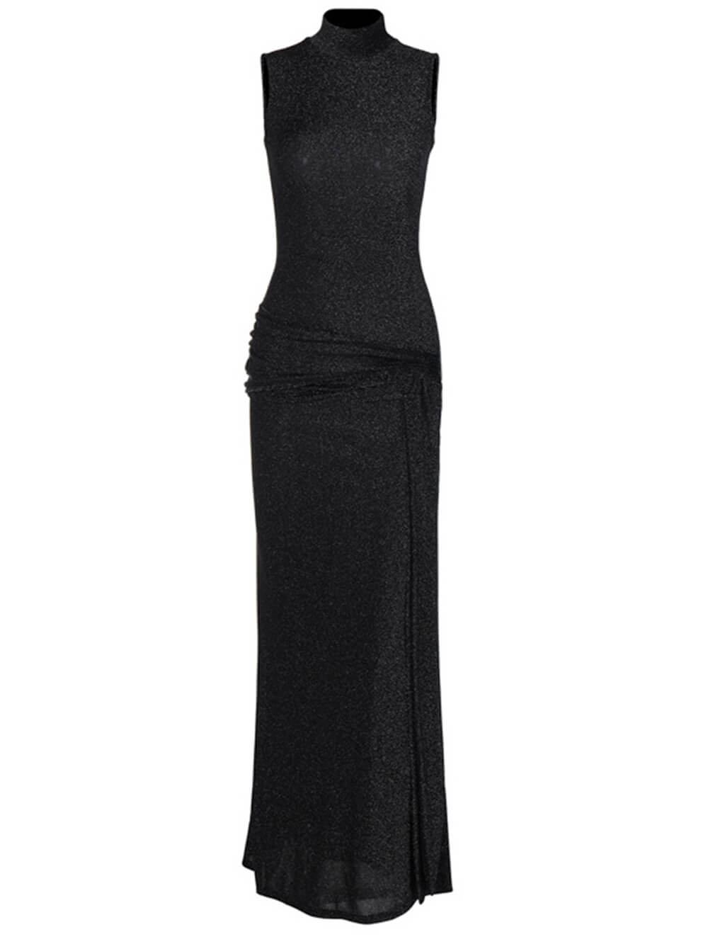 High-Necked Sleeveless Long Dress With Ribbons And Bright Silk-CALLISTARI