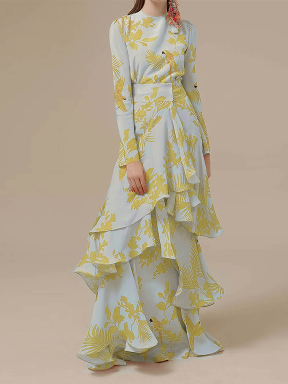Irregular Long Dress With Ruffles-CALLISTARI