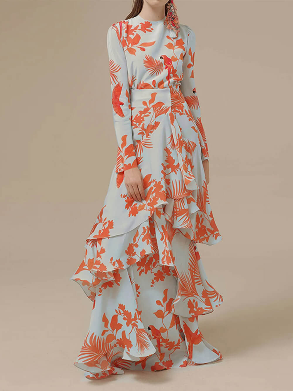 Irregular Long Dress With Ruffles-CALLISTARI