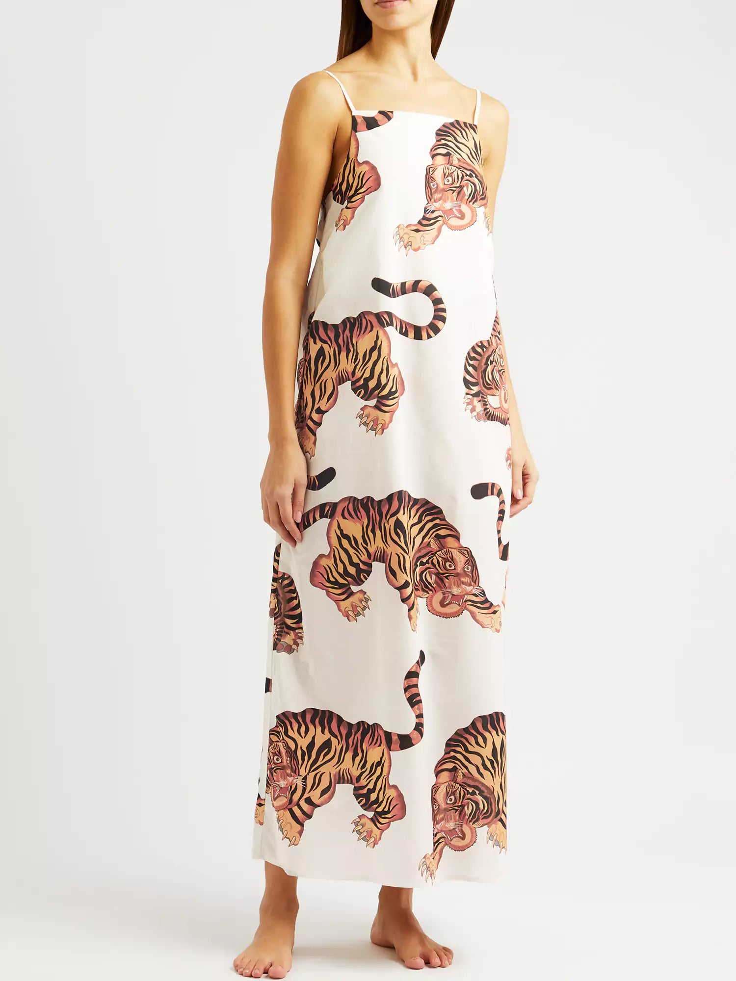 Shoulder Strap 100%Cotton Dress - Tiger-CALLISTARI